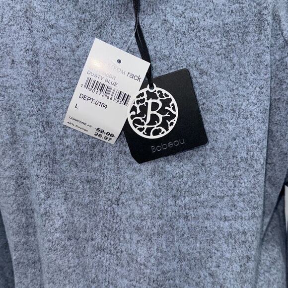 Bobeau Blue Long Sleeve Blouse with Black Ties | Sz L, NWT - Picture 5 of 7